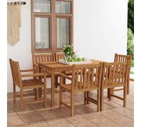 Garden Dining Set 140x80x77cm Solid Fine-Sanded Teak Wood Natural Incl 2 Benches