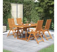 Garden Dining Set 150-200cm Solid Acacia Wood Natural 5pcs Extendable Chairs4pc