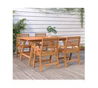 Garden dining set 150x90cm solid acacia wood brown 4 chairs 1 table oil-finish.