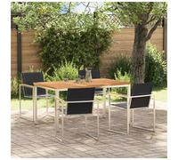 Garden Dining Set 150x90x75cm Brown Solid Teak Wood 4-Seater with Cushions Patio