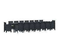 Garden Dining Set 16-Seater Anthracite 400x100cm PP Rattan Outdoor with Cushions