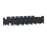Garden Dining Set 16-Seater Rectangular Anthracite Poly Rattan 400x100 cm Modern