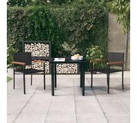 Garden Dining Set 160x80cm Black PE Rattan Steel Frame Tempered Glass4-SeaterSet