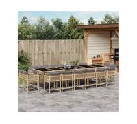 Garden dining set 17-piece PE rattan mix beige 330x106x73cm folding seats glass