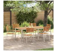 Garden Dining Set 180x90x75cm Brown Solid Acacia Wood 6-Seater Cushioned Outdoor