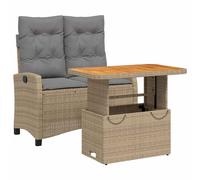 Garden Dining Set 2 Piece with Cushions Outdoor Bench Beige Poly Rattan vidaXL