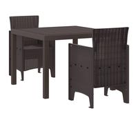 Garden Dining Set 2-Seater Brown Polypropylene 100x100x73cm Patio with Cushions