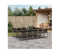 Garden Dining Set 275x106x73cm Grey PE Rattan Tempered Glass 11pc Foldable set