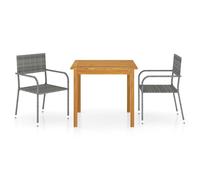 Garden Dining Set 3 Piece 85 x 85 x 74 cm Grey Solid Acacia Wood Oil Finish