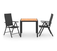 Garden Dining Set 3 Piece Black and Brown Outdoor Table Chairs Seat vidaXL