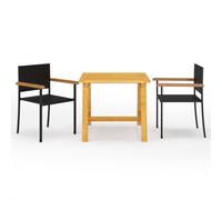 Garden Dining Set 3 Piece Black Table and Chair Patio Furniture Outside vidaXL