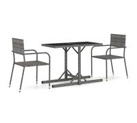 vidaXL Garden Dining Set 3 Piece Grey Furniture Chairs and Table Outdoor Patio