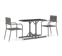vidaXL Garden Dining Set 3 Piece Grey Furniture Chairs and Table Outdoor Patio