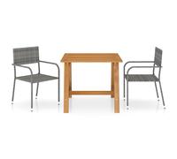 Garden Dining Set 3 Piece Patio Outside Chair and Table Black/Grey vidaXL