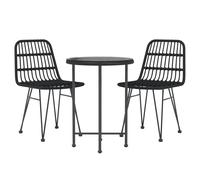 Garden Dining Set 3 Piece Poly Rattan Dining Table Chair Black/Brown vidaXL