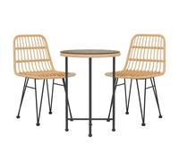 Garden Dining Set 3 Piece Poly Rattan Dining Table Chair Black/Brown vidaXL