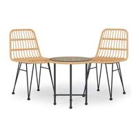 Garden Dining Set 3 Piece Poly Rattan Dining Table Chair Black/Brown vidaXL