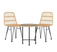 Garden Dining Set 3 Piece Poly Rattan Dining Table Chair Black/Brown vidaXL