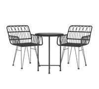 Garden Dining Set 3 Piece Poly Rattan Dining Table Chair Black/Brown vidaXL