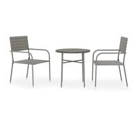 (grey) vidaXL Garden Dining Set 3 Piece Poly Rattan Outdoor Furniture Black/Grey
