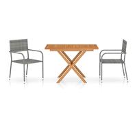Garden Dining Set 3 Piece Table & Chair Poly Rattan & Solid Acacia Wood vidaXL