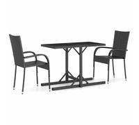 vidaXL Garden Dining Set 3 Piece Black Patio Furniture Outdoor Table Chairs