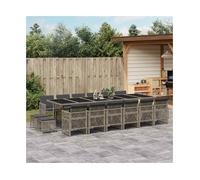Garden Dining Set 330x106x73cm Grey PE Rattan Tempered Glass 16pcs Outdoor Cube