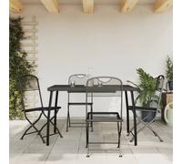 Garden dining set 3pc Anthracite Metal Mesh 80x80cm Table with 2 Folding Chairs