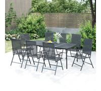 Garden Dining Set 3pc Anthracite Steel 80x80x72.5cm Table & 2 Reclining Chairs