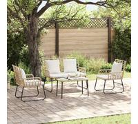 Garden Dining Set 3pc Black Anthracite Poly Rattan Steel 2 Seats 35x35x45cm Cush