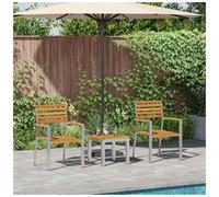 Garden Dining Set 3pc Brown Solid Acacia Wood 2-Seater Compact Patio 45x45cm XL