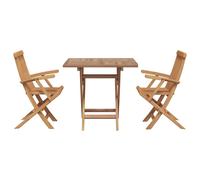 Garden Dining Set 3pc Brown Solid Acacia Wood 2-Seater Table 85x85x76cm Chairs