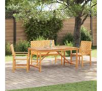 Garden Dining Set 3pc Brown Solid Acacia Wood Oiled 90x90x74cm Outdoor Patio Set