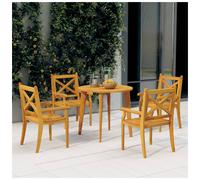 Garden Dining Set 3pc Solid Acacia Wood Oil Finish Natural 85cm Table, 2 Chairs