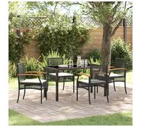 Garden Dining Set 3pcs Black Poly Rattan Durable 2-Seater Table & Chairs.