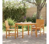 Garden Dining Set 3pcs Brown Solid Acacia 90x90x74cm Oiled Outdoor Table+Chairs