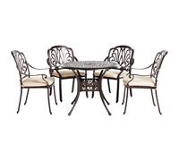 Garden Dining Set 4 Seater ANCONA Dark Brown Metal with Cushions