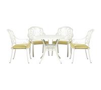 Beliani Garden Dining Set 4 Seater Ancona With Cushions Metal Off-White