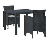Garden dining set 4-seater Anthracite polypropylene rattan 100x100x73cm incl set