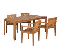 Beliani Garden Dining Set 4 Seater Baratti Acacia Wood Brown, Brown