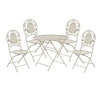 Beliani Garden Dining Set 4 Seater Bivio Folding Metal Off-white, White