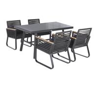 Beliani Garden Dining Set 4 Seater Canetto With Cushions Metal Black