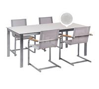 Garden Dining Set 4 Seater COSOLETO Tempered Glass White