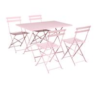 Garden Dining Set 4 Seater FIORI Folding Metal Pastel Pink