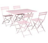 Garden Dining Set 4 Seater FIORI Folding Metal Pastel Pink