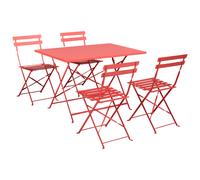 Garden Dining Set 4 Seater FIORI Metal Red