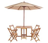 Garden Dining Set 4 Seater FRASSINE with Parasol (12 Options) Acacia Wood Natural
