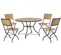 Beliani Garden Dining Set 4 Seater Lascari Folding Acacia Wood Light Brown