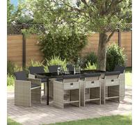 Garden Dining Set 4-Seater Light Grey Poly Rattan Outdoor Table & 4 Chairs UK