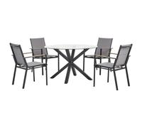 Beliani Garden Dining Set 4 Seater Maletto/busseto Glass Black